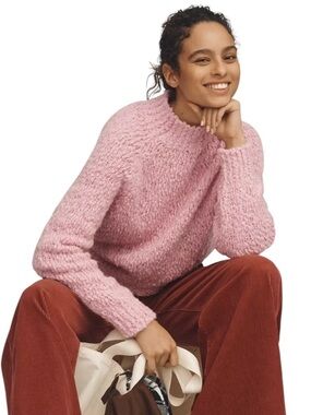 Maeve Anthropologie Pink Wool Textured Mock Neck Sweater size Medium